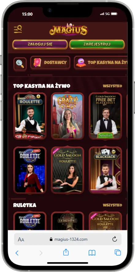 Kasyno na żywo w Magius Casino Kasyno na żywo w Magius Casino zrzut ekranu