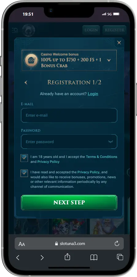 Slotuna Casino Register Slotuna Casino Register Screenshot