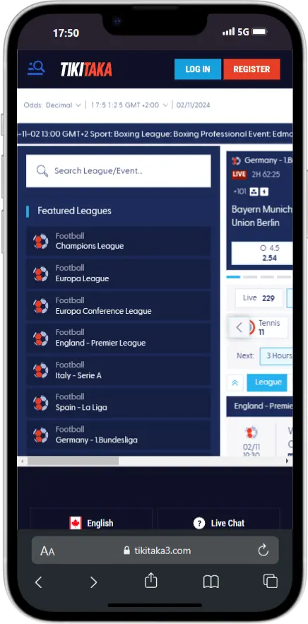Explore Tikitaka Casino's Betting Features Screenshot of Tikitaka's Betting Section