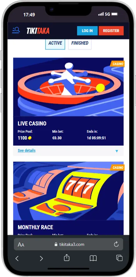 Join Tournaments at Tikitaka Casino Screenshot of Tikitaka's Tournaments Section