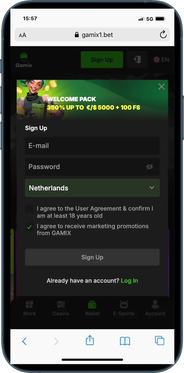 Gamix Casino Registreer