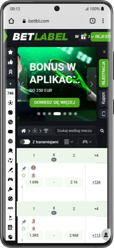 Wersja mobilna Betlabel