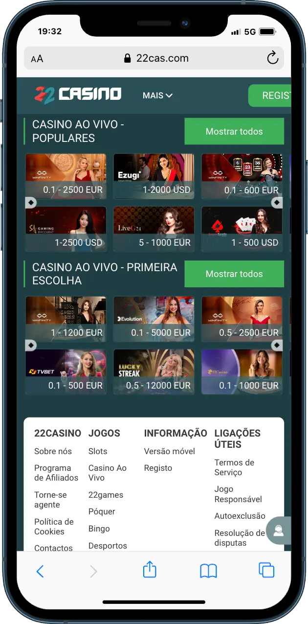 22Casino casino Live
