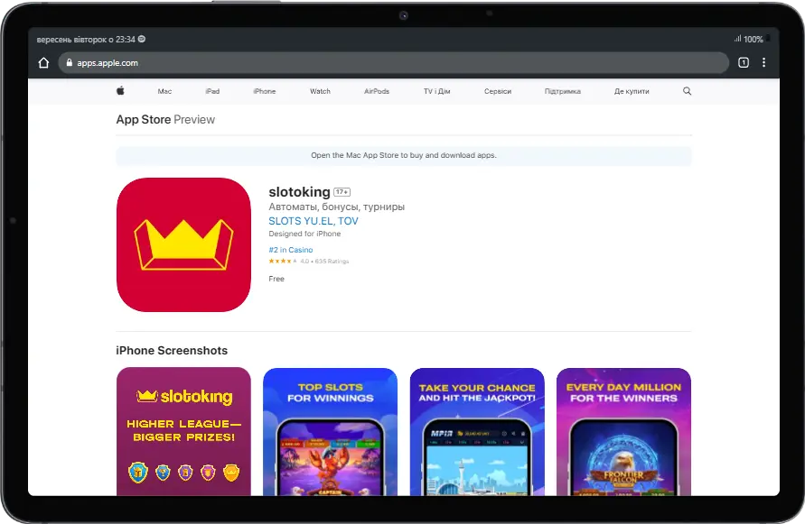 Slotoking в App Store Slotoking додаток завантажити на айфон