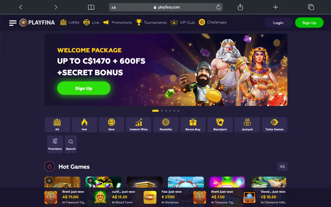 Официальный сайт Playfina Официальный сайт Playfina